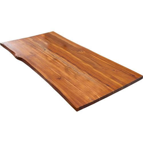 Tischplatte Imker 140x80 cm, cognacfarben, Akazie massiv, 35 mm, stilvolle Baumkanten-Platte, pflegeleichtes Unikat