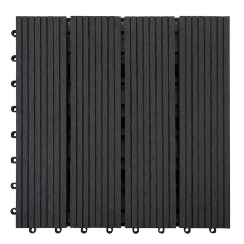 Floordirekt Terrassenfliese WPC Royal , Anthrazit , Holzwerkstoff , 30x30 cm , rutschfest, formstabil, UV-beständig , Gartenzubehör, Terrassen- &