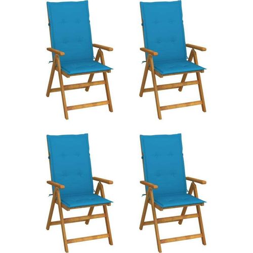 Hochlehner Verstellbar 4 Stk. mit Auflagen Massivholz Akazie