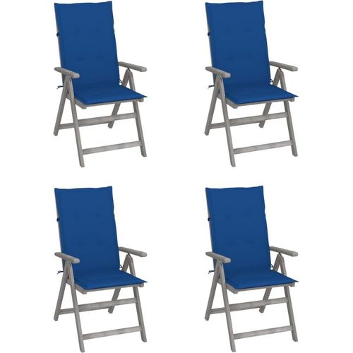 Hochlehner Verstellbar 4 Stk. mit Auflagen Massivholz Akazie