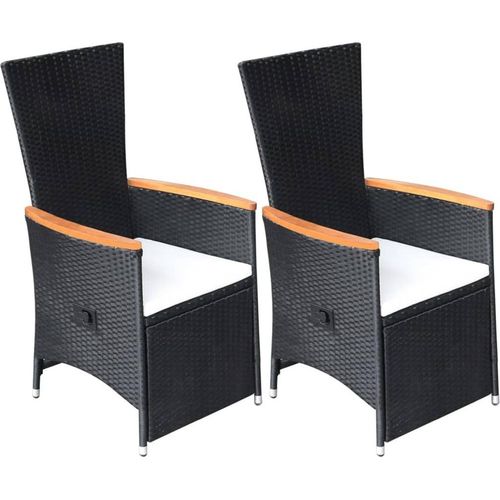 Garten-Liegestühle 2 Stk. mit Auflagen Poly Rattan Schwarz