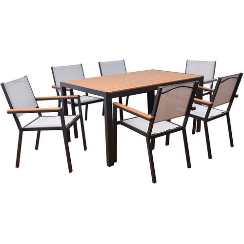 HOME DELUXE Garten-Sitzgruppe CANTOS SEDIA 150 x 90 cm - inkl. 6 Stühle |Gartenmöbel, Loungemöbel, Aluminiumtisch, Balkontisch