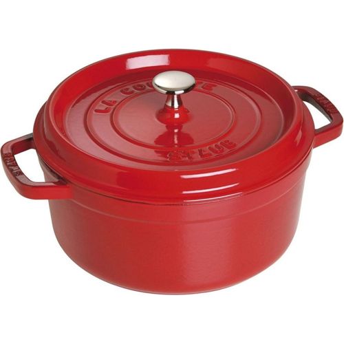 Staub Cocotte oval Kirschrot 24cm Gusseisen Bräter
