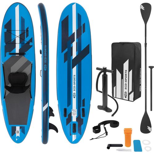ECD Germany Aufblasbares Stand Up Paddle Board Kajak Sitz, 320x82x15 cm, Blau, PVC, bis 120kg, inkl. Pumpe Tragetasche Zubehör