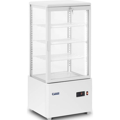 Royal Catering Kühlvitrine - 78 L - - 4 Ebenen - weiß - abschließbar