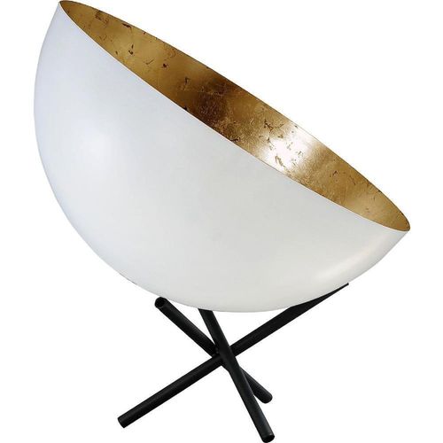 masterlight Tischleuchte Larino 1-flammig Stahl Weiß-Blattgold Ø30cm
