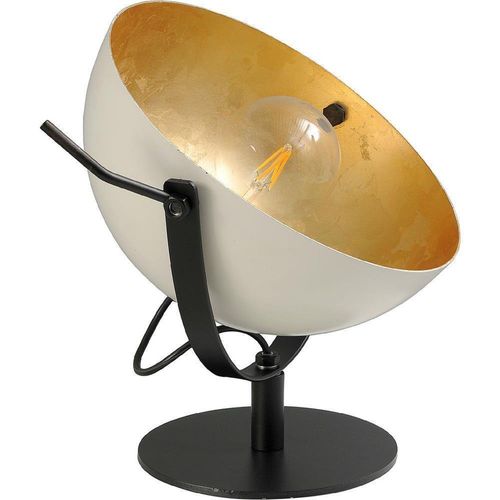 masterlight Tischleuchte Larino 1-flammig Stahl Weiß-Blattgold Ø30cm