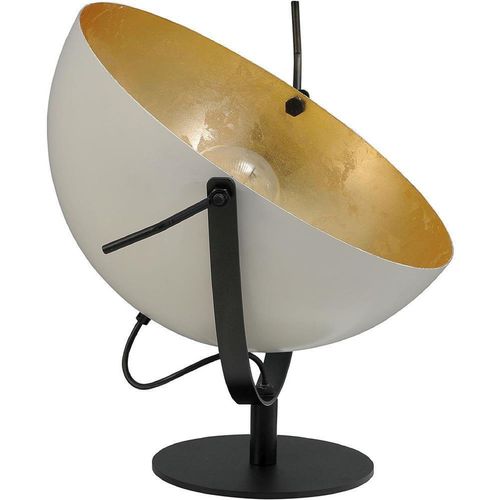 masterlight Tischleuchte Larino 1-flammig Stahl Weiß-Blattgold Ø40cm