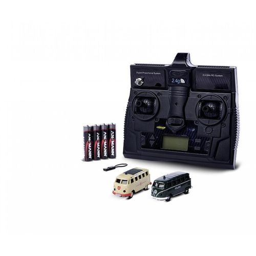 Carson 500504152 1:87 VW Bus T1 Polizei & Malteser Combo 2.4 GHz RTR – Mit Sound und Licht