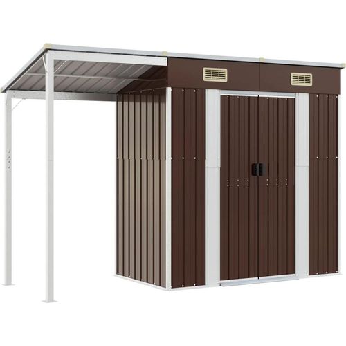 Prolenta Premium - Gartenhaus mit Schleppdach Braun 277x107x181 cm Stahl
