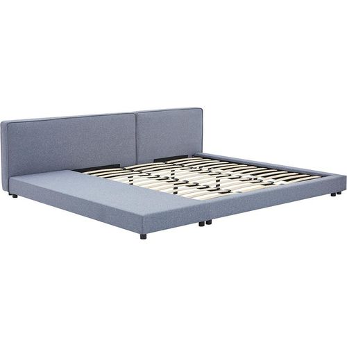 HOME DELUXE Bett mit Ablage GALAXIS - Grau 140 x 200 cm - inkl. Lattenrost|bodentiefes Designbett, Familienbett, Doppelbett, Futonbett