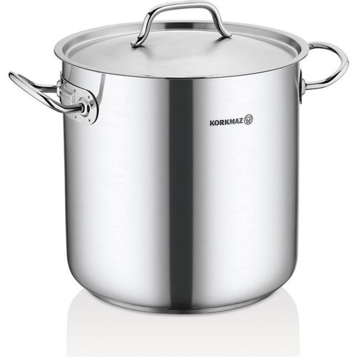 Bratpfanne aus Edelstahl 18/10 mit Stahldeckel 32x32cm 26L KORKMAZ PROLINE GASTRO A2733
