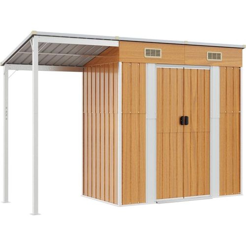 Prolenta Premium - Gartenhaus mit Schleppdach Hellbraun 277x107x181 cm Stahl