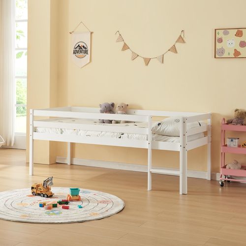 Kinderbett 'Siikalatva' 90x200cm mit Rausfallschutz Kiefernholz Weiß