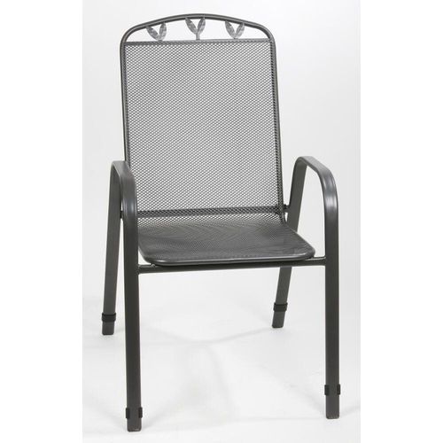 BURI Metall Stapelstühle 4er-Set Anthrazit Gartenstühle Terrassenstühle Stapelsessel Terrassensessel Campingstühle Gartenmöbel Gartenstuhl Stapelstuhl Metallstuhl