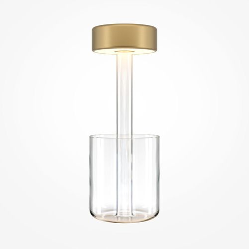 Tischlampe LED mit Dimmer Touch Funktion Glas rund D: 12 cm 34,8 cm in Transparent Gold 120 lm Modern
