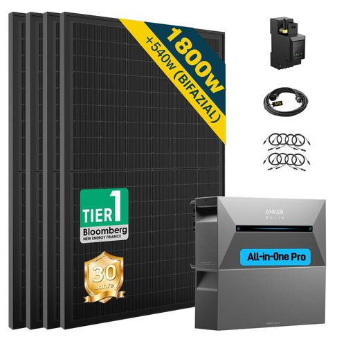 Balkonkraftwerk mit Speicher Anker Solix Solarbank 2 E1600 PRO mit Akku BP1600, 1800W