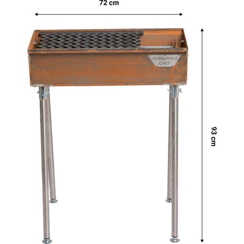 Cortenstahl Edelrost Holzkohlegrill Naked Chef