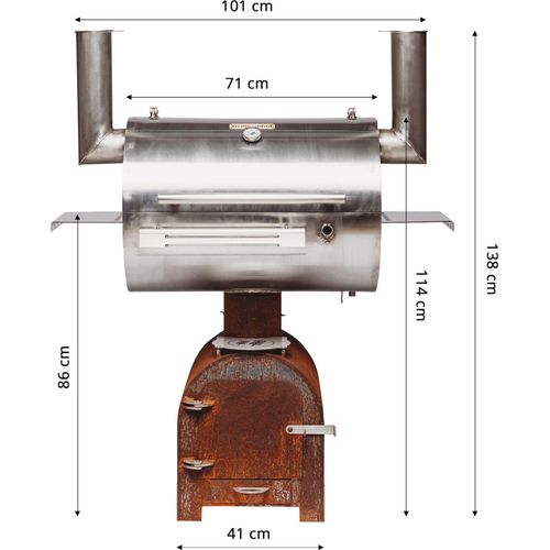 Cortenstahl Edelrost Smoker Holzkohlegrill Smoky Beast silver
