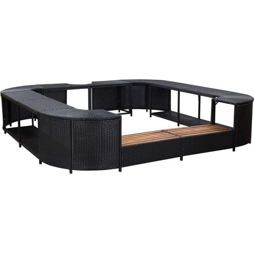 Möbel Whirlpool-Umrandung Quadratisch Schwarz 268x268x55 Poly Rattan - Poolzubehör 46073