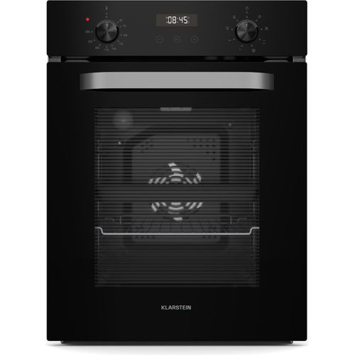 Klarstein SmartSlim Einbaubackofen - 45 cm, 49 L, 9 Funktionen, Dampfreinigung, Abnehmbare Glastür, Energieklasse A, Schwarzes Glas, Digitaler Timer, Backofen Einbaugerät