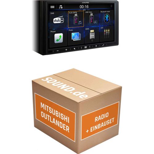 Autoradio Alpine ILX-W690D passend für Mitsubishi Outlander CW0W + Multifunktionslenkrad | Apple CarPlay Android Auto Bluetooth zum Telefonieren