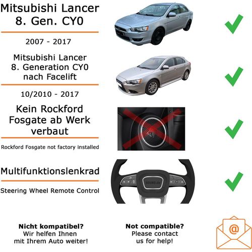 Autoradio Alpine ILX-W690D passend für Mitsubishi Lancer CY0 + Multifunktionslenkrad | Apple CarPlay Android Auto Bluetooth zum Telefonieren