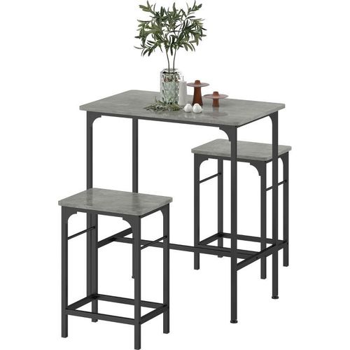 Bartisch Set Bartisch mit Barhocker-Set Esstisch mit 2 Stühlen mit Rutschfestem Fußpolster Küchentisch für Esszimmer, Küche