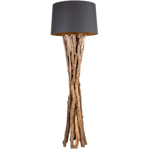 Stehlampe 150cm Holz Natur Lampe Schwarz Holzlampe Unikat Treibholz Leuchte Boho Handarbeit Stehleuchte