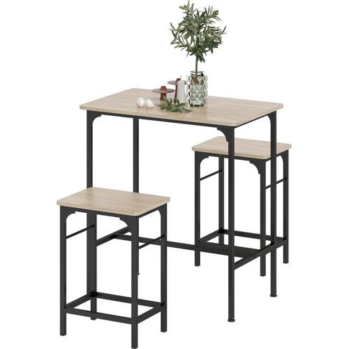 Bartisch Set Bartisch mit Barhocker-Set Esstisch mit 2 Stühlen mit Rutschfestem Fußpolster Küchentisch für Esszimmer, Küche