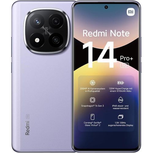 Xiaomi Redmi Note 14 Pro+ 5G Smartphone 12/256GB Lila