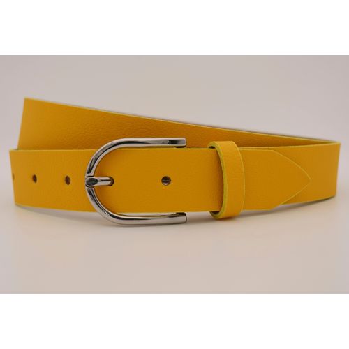 Ledergürtel ANNAMATONI, Damen, Gr. 100, gelb, Rindsleder, unifarben, casual, Gürtel, mit silberner Schließe