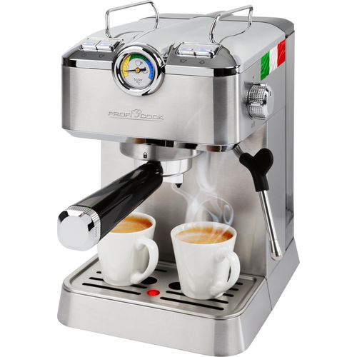 Profi Cook® Espressomaschine | italienische Espressopumpe bis 20 bar | 2 Alu-Druckguss-Siebträger | Schwenkbare Edelstahldampfdüse | PC-ES-KA 1267