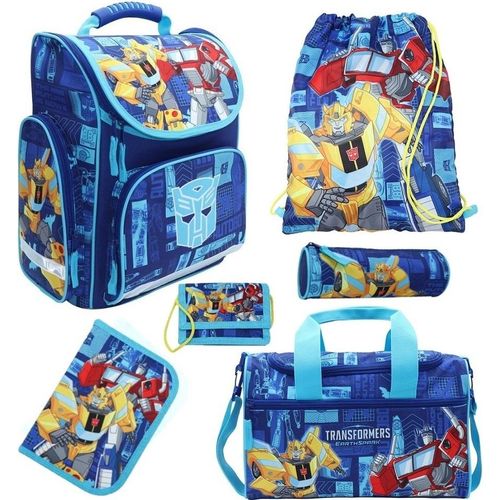 TRANSFORMERS Schulranzen inkl. Federmappe, Schlamper, Turnbeutel, Geldbeutel und Sporttasche (6-teiliges Grundset)