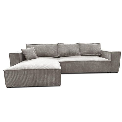 Ecksofa Loft XL 294x185 couch Hellgrau Cord mit Schlaffunktion bettkasten Poso 110 Links