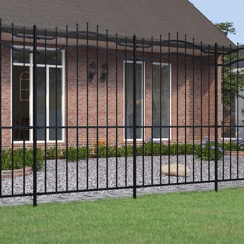 Gartenzaun mit Speerspitze Schwarz 239 x 175 cm Pulverbeschichteter Stahl