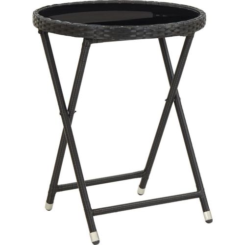 Beistelltisch Schwarz 60 cm Poly Rattan und Hartglas