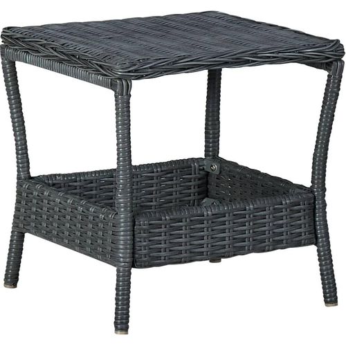Gartentisch Dunkelgrau 45x45x46,5 cm Poly Rattan