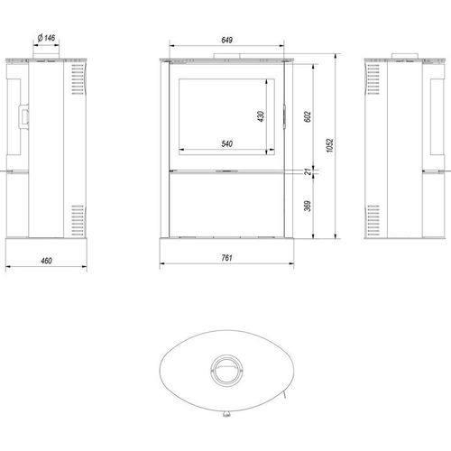 Kachelofen aus Stahl KRATKI AB S/2 Ø 150 10 kW schwarz Kachel mit Türfeder