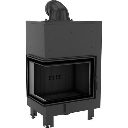 Kamineinsatz aus Stahl KRATKI MBZ links 13 kW Ø 200 schwarz Verkleidung