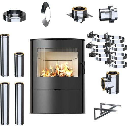 Ofen freistehender Kamin GRATES Goat ROLLO 2 10 kW Außenkamin-Set