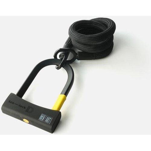 tex-lock eyelet Textilschloss mit Ösen inkl. D-lock Bundle Bügelschloss onyx black 160 cm