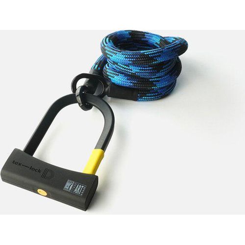 tex-lock eyelet Textilschloss mit Ösen inkl. D-lock Bundle Bügelschloss morphoblau 160 cm
