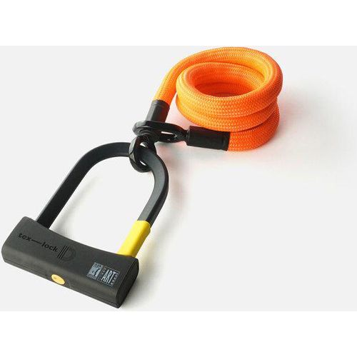 tex-lock eyelet Textilschloss mit Ösen inkl. D-lock Bundle Bügelschloss acid orange 160 cm