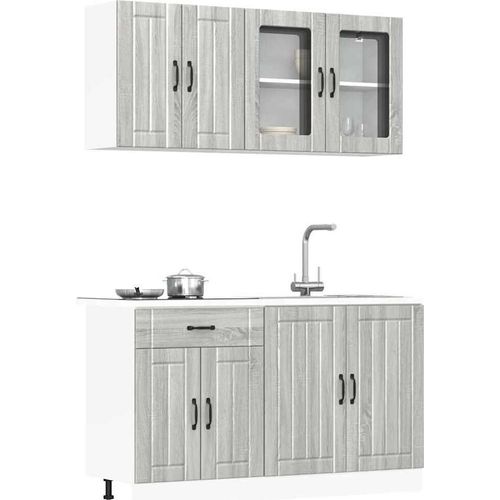 4-tlg. Küchenschrank-Set Lucca Grau Sonoma Holzwerkstoff