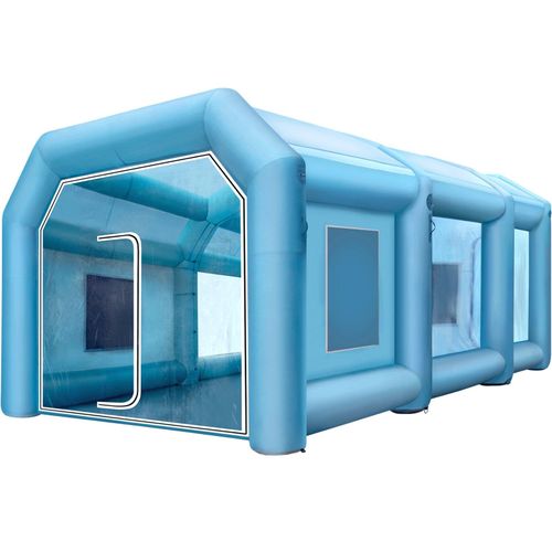 VEVOR Aufblasbares Zelt 26x13x10 ft – Aufblasbare Lackierkabine, Sonderanfertigung – Großes Arbeitszelt für Autolackierungen – 210D Oxford-Gewebe mit