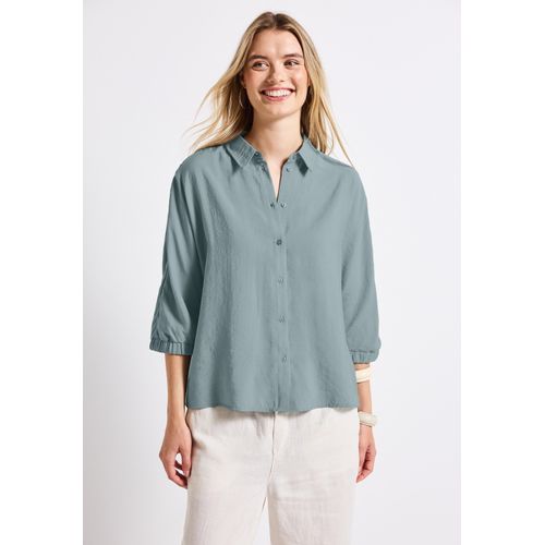 Hemdbluse STREET ONE, Damen, Gr. 40, arona blau, Stoff, 84% Modal, 16% Polyester, unifarben, casual, normal normal, V-Ausschnitt, 3/4-Ärmel Bündchen, Blusen, Feel Good Fit