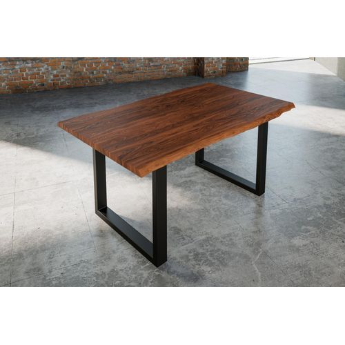 Esstisch Baumkante massiv Akazie nougat 160 x 85 schwarz Lauren