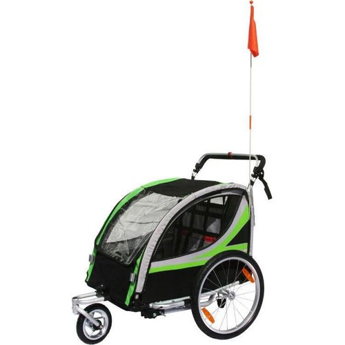 Fahrradanhänger gedeckter Kinderwagen 2 Plätze in Alu maxi Befestigung Radachse - kommt mit Vorderrad + Griff Bremse - Montage rapide ohne Werkzeug Kind P2R 36 Kg