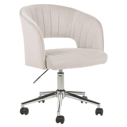 BELIANI Bürostuhl Hellbeige Samtstoff mit Armlehnen Höhenverstellbar Rollbar Drehbar Home-Office Büro Arbeitszimmer Ausstattung Sitzmöbel Arbeitshocker